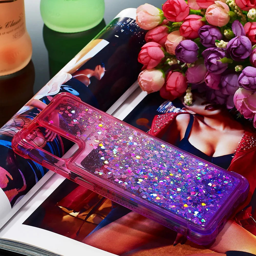 Gradient Glitter Powder Quicksand TPU Phone Shell for Samsung Galaxy S20 Plus - Red/Purple - 7
