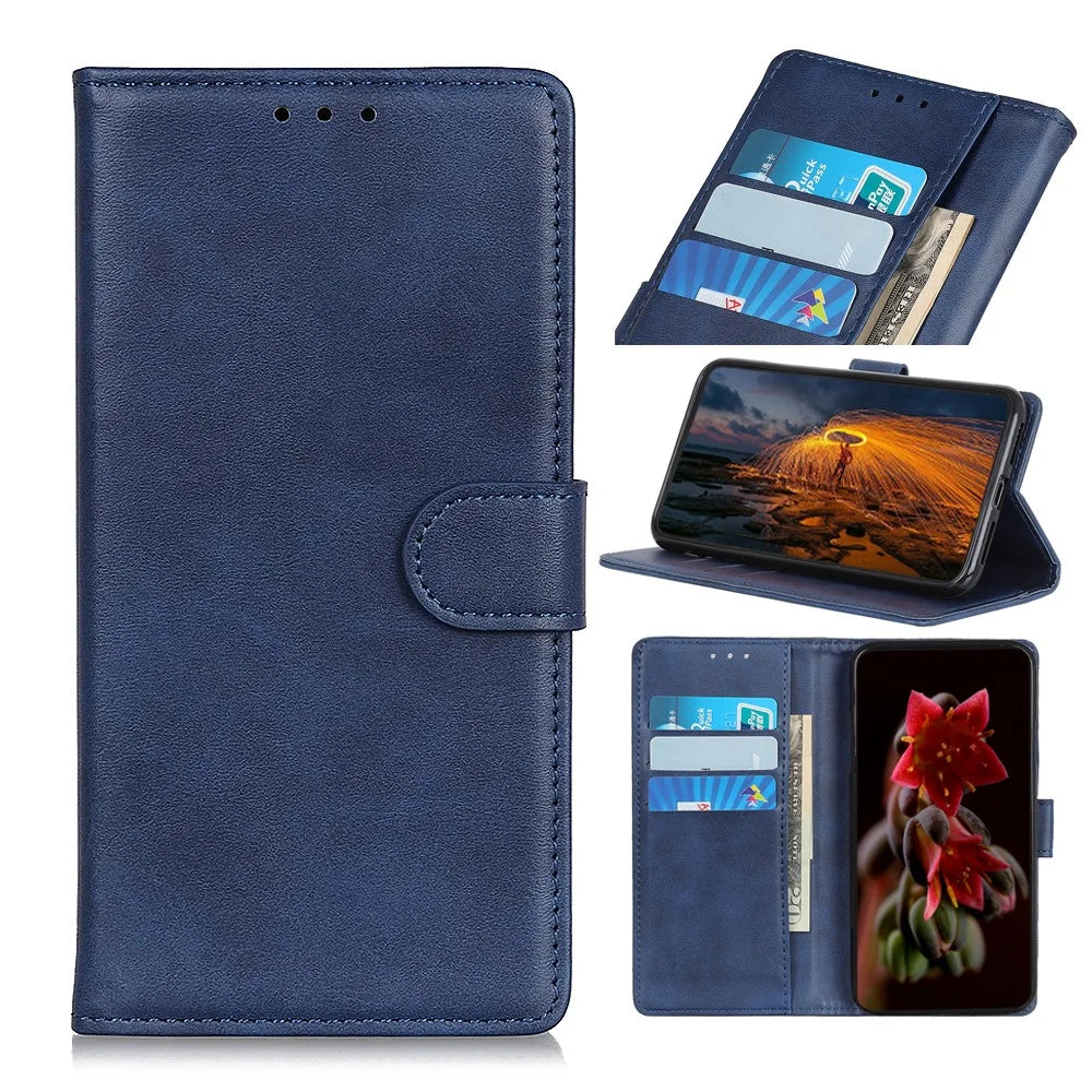 Leather Wallet Stand Case for Samsung Galaxy A41 - Blue - 1