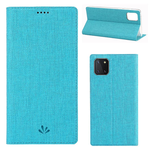 VILI DMX Cross Skin Leather Shell Case for Samsung Galaxy A81/Note 10 Lite - Blue - 1