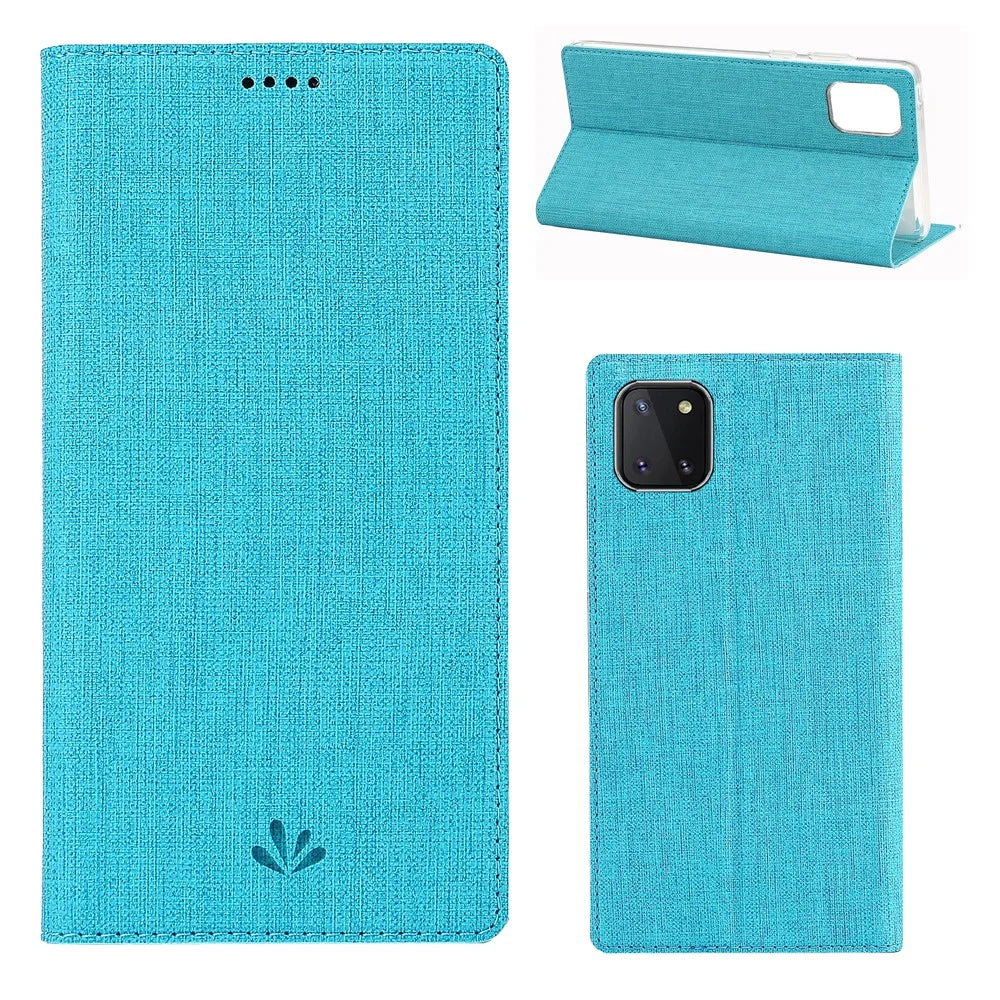 VILI DMX Cross Skin Leather Shell Case for Samsung Galaxy A81/Note 10 Lite - Blue - 1