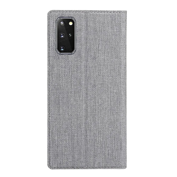 VILI DMX Cross Texture Card Holder Stand Leather Cover Shell for Samsung Galaxy S20 Plus - Grey - 7