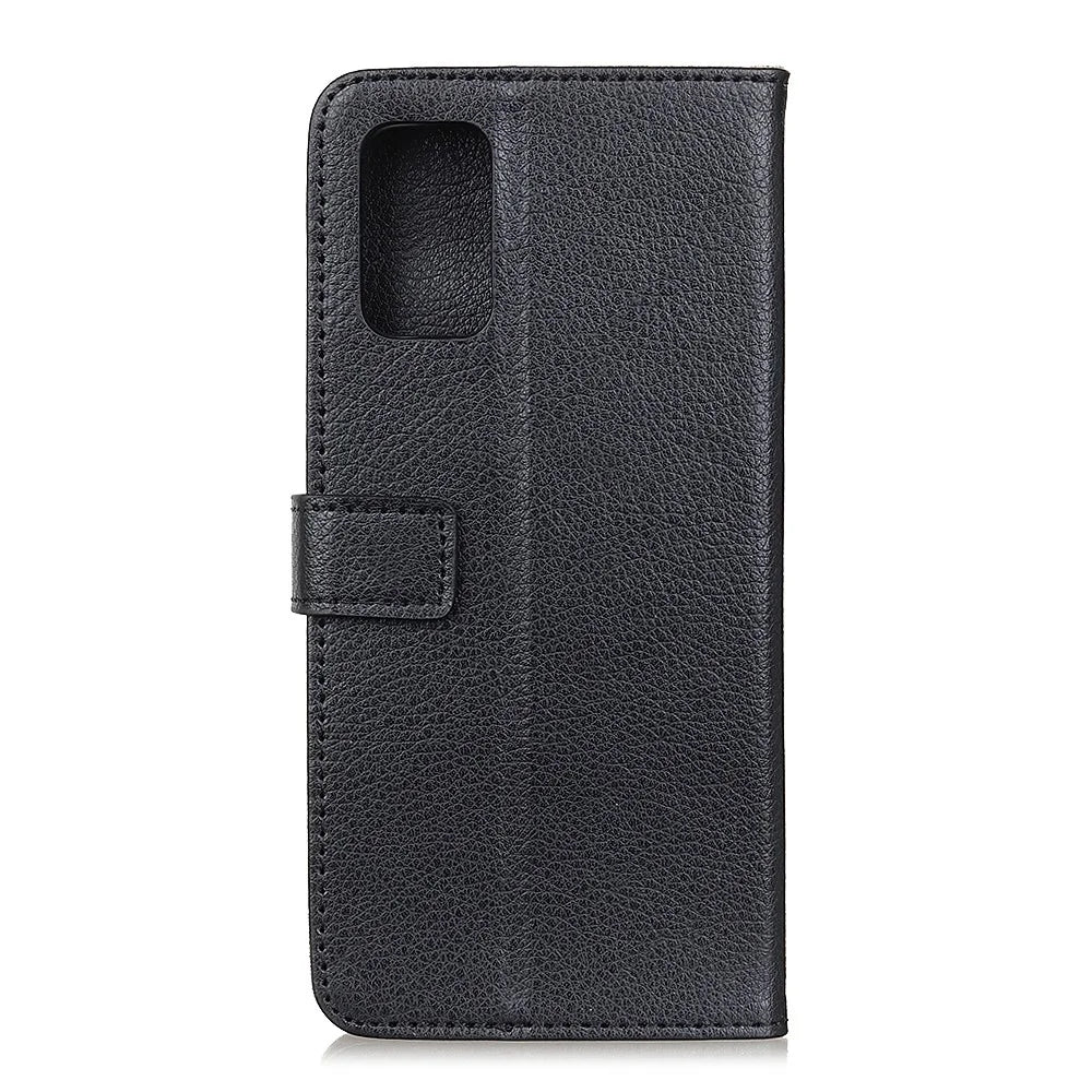 Litchi Skin Texture Wallet Leather Stand Phone Shell for Samsung Galaxy A41 - Black - 3