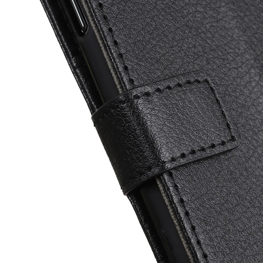 Litchi Skin Texture Wallet Leather Stand Phone Shell for Samsung Galaxy A41 - Black - 6