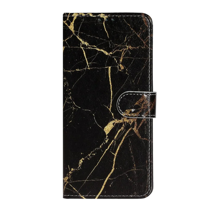 Pattern Printing PU Leather Wallet Stand Cell Phone Shell for Samsung Galaxy A51 - Black Marble - 3