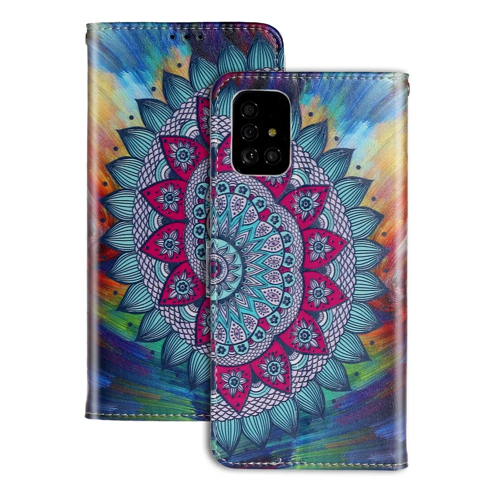 Embossed Pattern Printing Magnetic Leather Wallet Case for Samsung Galaxy A51 - Flower - 2
