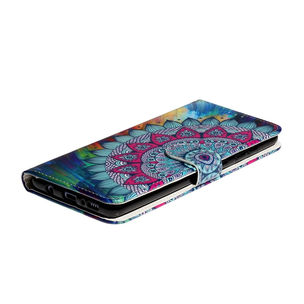Embossed Pattern Printing Magnetic Leather Wallet Case for Samsung Galaxy A51 - Flower - 6