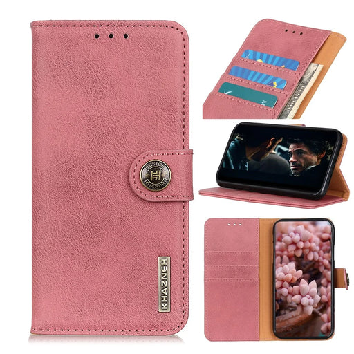 KHAZNEH Wallet Leather Stand Case for Samsung Galaxy A41 - Pink - 1