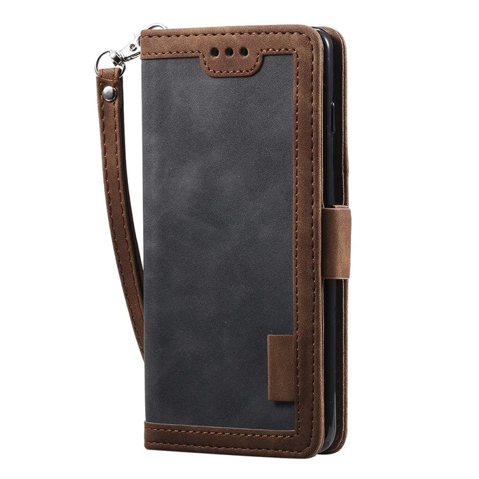 Vintage Splicing Style Wallet Stand Leather Phone Shell for Samsung Galaxy S10 - Grey - 4