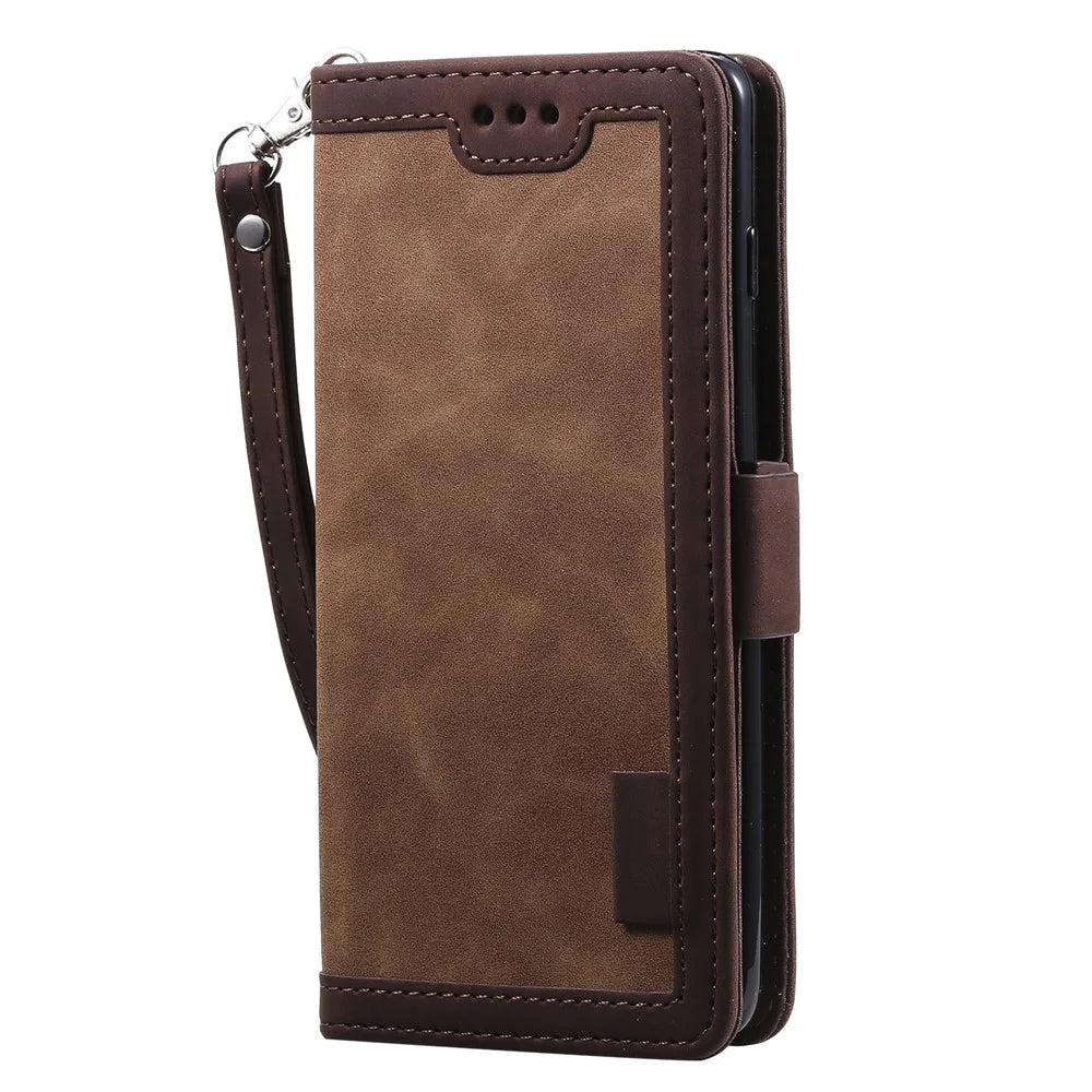 Retro Splicing Leather Shell for Samsung Galaxy S10e - Brown - 4