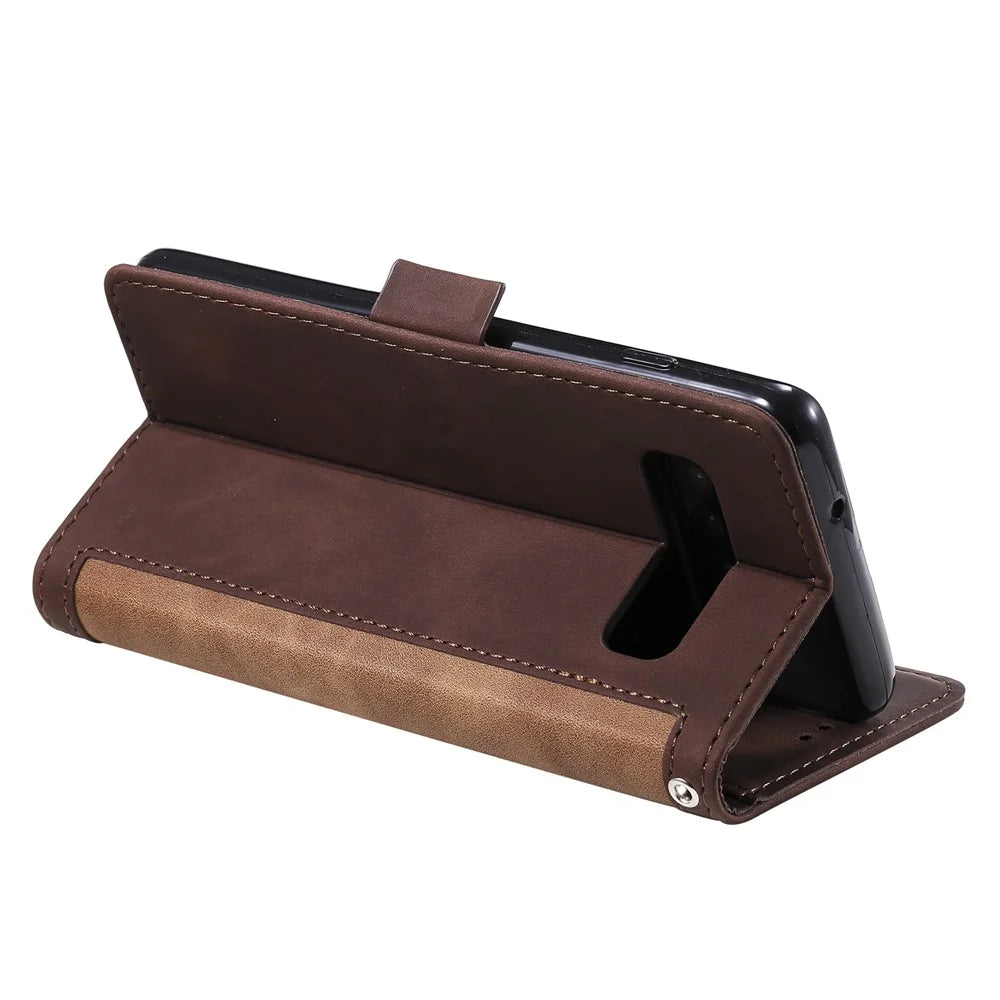Retro Splicing Leather Shell for Samsung Galaxy S10e - Brown - 7