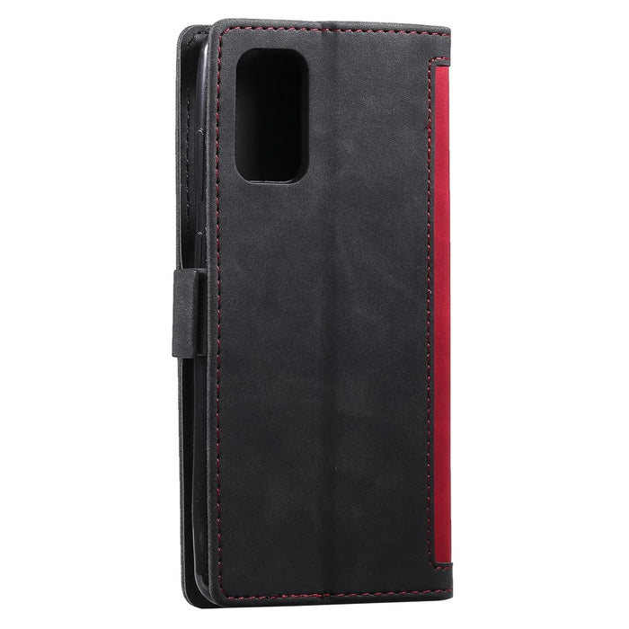Vintage Splicing Leather Phone Shell with Wallet Stand for Samsung Galaxy S20 4G/S20 5G - Red - 5