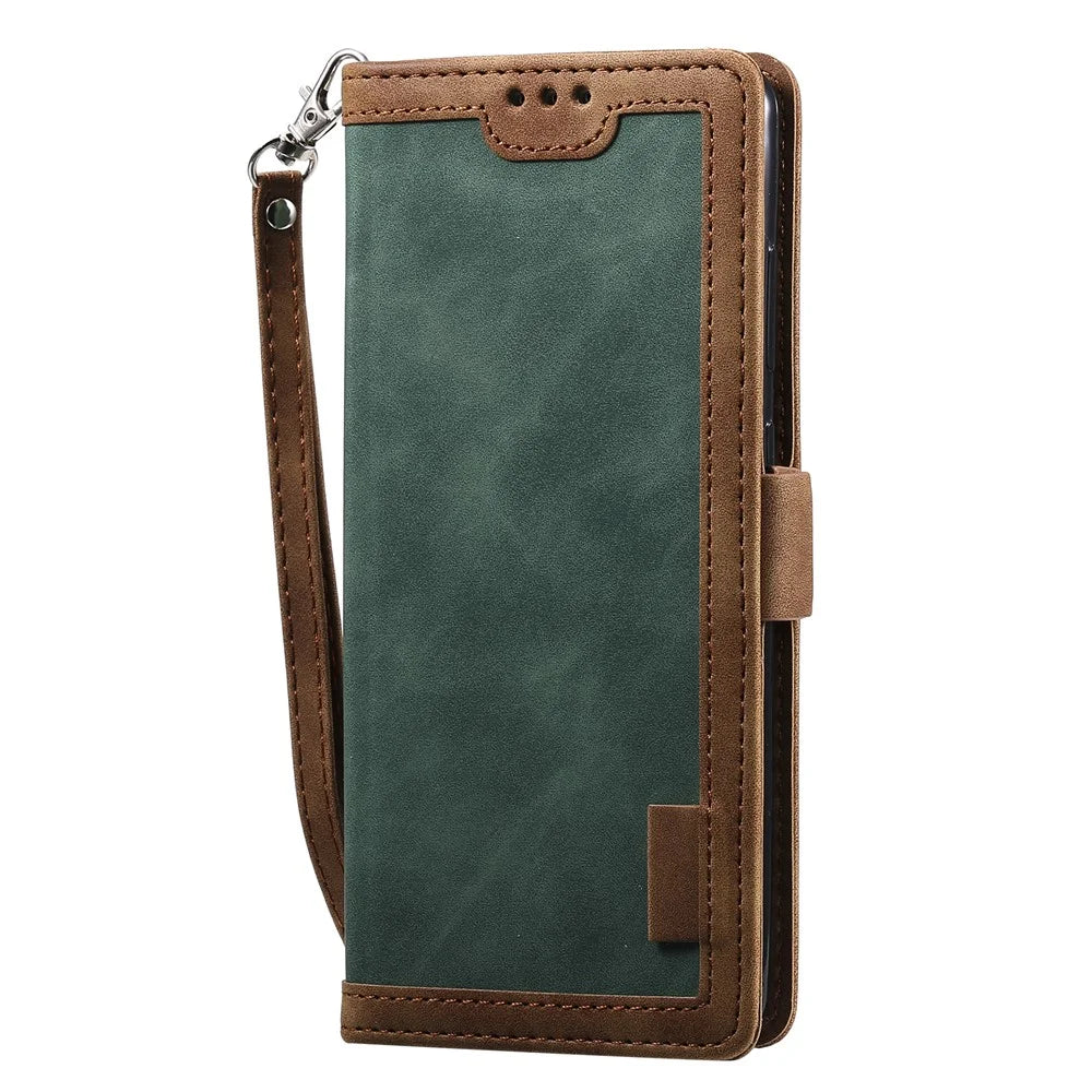 Vintage Splicing Style Wallet Stand Flip Leather Case for Samsung Galaxy S20 Ultra - Green - 4
