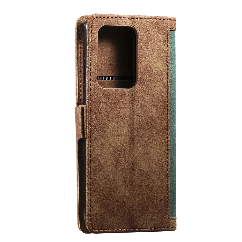 Vintage Splicing Style Wallet Stand Flip Leather Case for Samsung Galaxy S20 Ultra - Green - 5