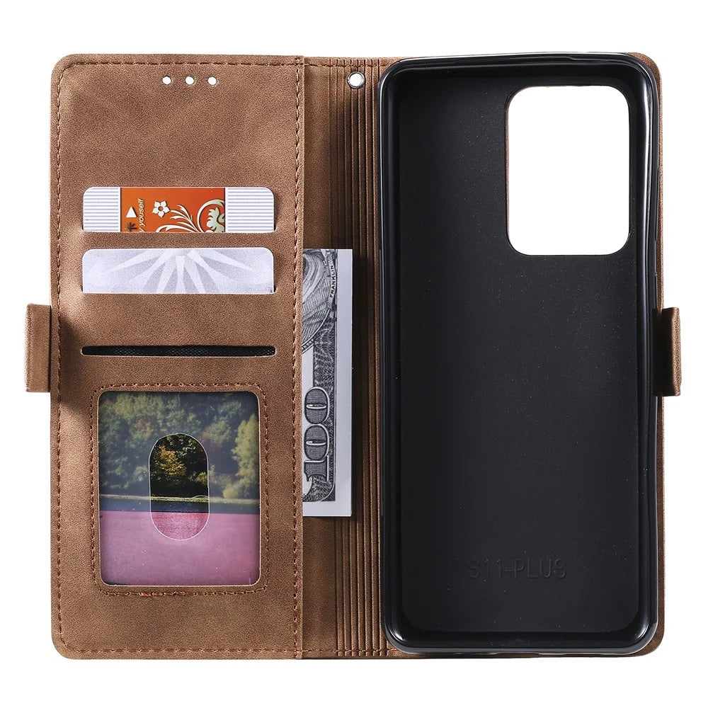 Vintage Splicing Style Wallet Stand Flip Leather Case for Samsung Galaxy S20 Ultra - Green - 6