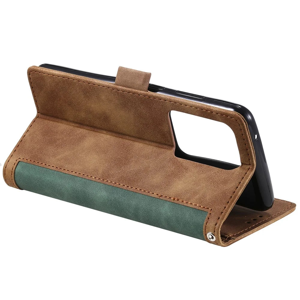 Vintage Splicing Style Wallet Stand Flip Leather Case for Samsung Galaxy S20 Ultra - Green - 7