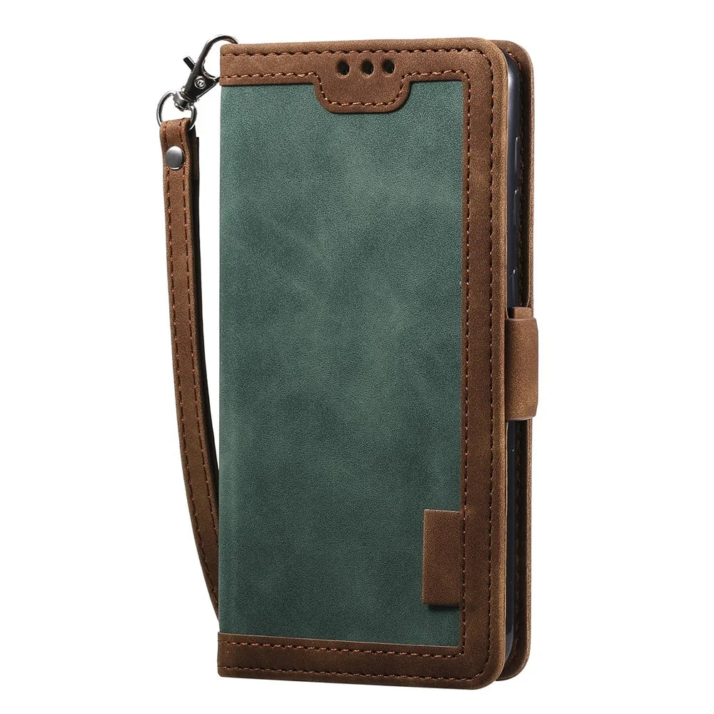 Retro Splicing Leather Phone Casing for Samsung Galaxy A10 - Green - 4