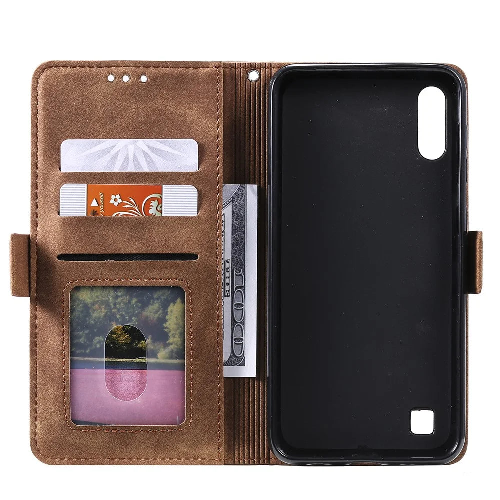 Retro Splicing Leather Phone Casing for Samsung Galaxy A10 - Green - 6