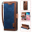 Retro Splicing Leather Phone Covering for Samsung Galaxy Note 10 Pro - Blue - 1