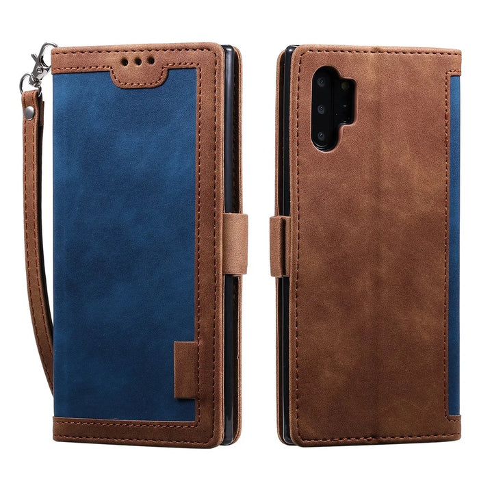 Retro Splicing Leather Phone Covering for Samsung Galaxy Note 10 Pro - Blue - 2
