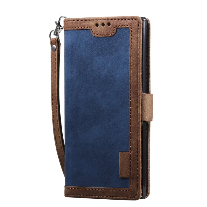 Retro Splicing Leather Phone Covering for Samsung Galaxy Note 10 Pro - Blue - 4