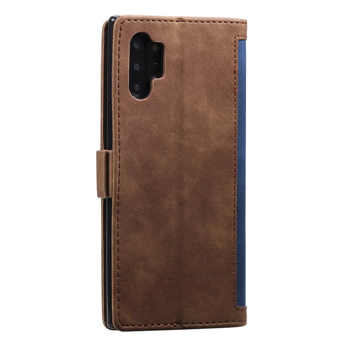 Retro Splicing Leather Phone Covering for Samsung Galaxy Note 10 Pro - Blue - 5