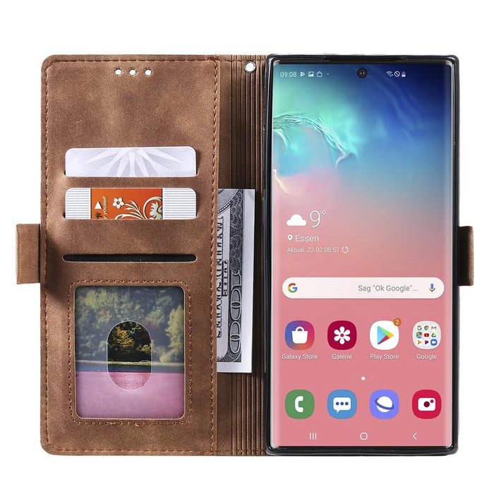Retro Splicing Leather Phone Covering for Samsung Galaxy Note 10 Pro - Blue - 6