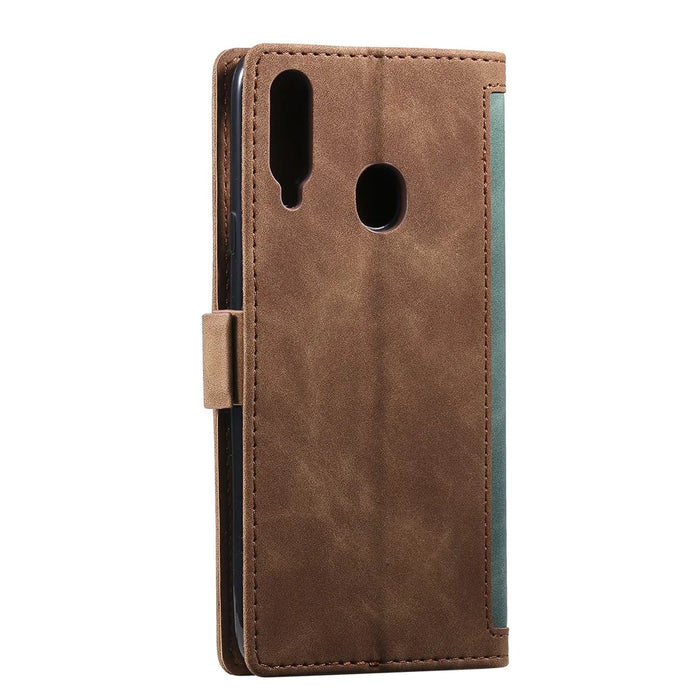 Vintage Splicing Style Wallet Stand Leather Flip Phone Case for Samsung Galaxy A20s  - Green - 5