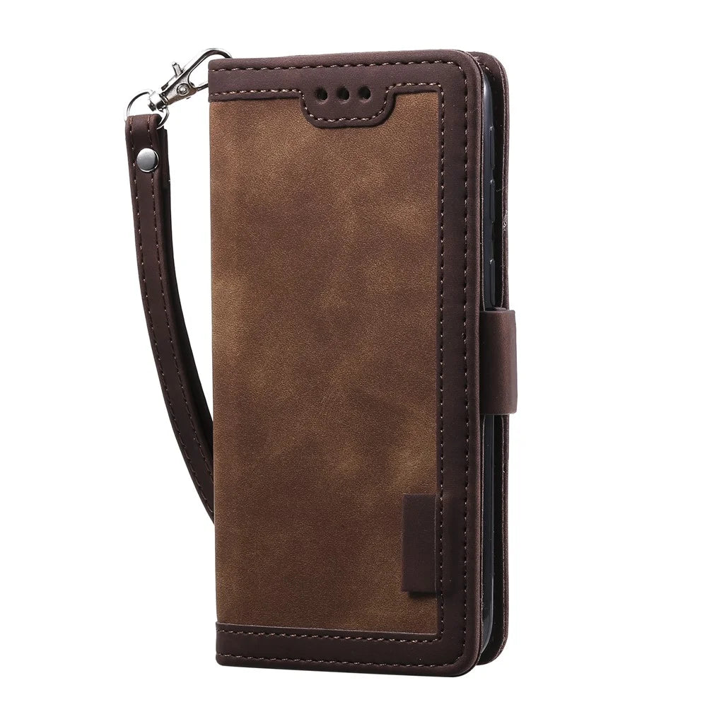 Vintage Splicing Style Wallet Stand Leather Flip Phone Shell for Samsung Galaxy A20e  - Brown - 5