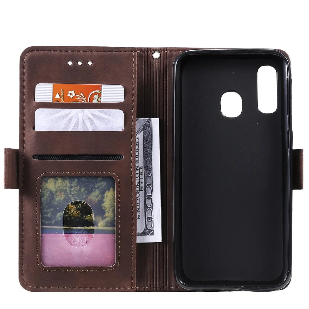 Vintage Splicing Style Wallet Stand Leather Flip Phone Shell for Samsung Galaxy A20e  - Brown - 7