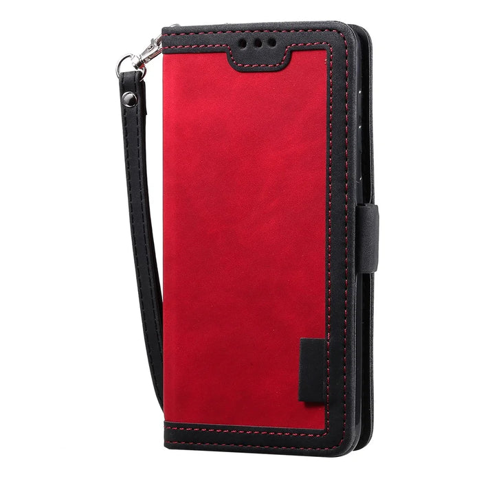 Special Retro Splicing Leather Shell for Samsung Galaxy A50/A50s/A30s - Red - 4