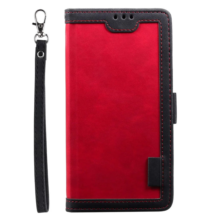 Retro Style Splicing Leather Wallet Stand Case for Samsung Galaxy A41 - Red - 3