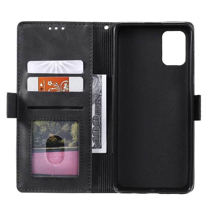 Retro Style Splicing Leather Wallet Phone Case for Samsung Galaxy A71 - Red - 7