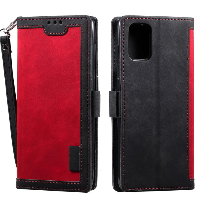Retro Surface Splicing Leather Shell for Samsung Galaxy A81/ Note 10 Lite - Red - 2