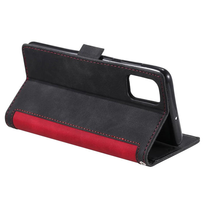Retro Splicing Leather Casing for Samsung Galaxy A91/S10 Lite - Red - 6