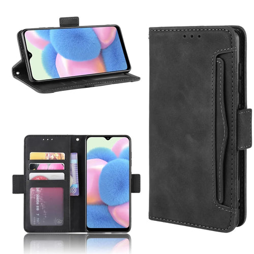 Wallet Stand Flip Leather Phone Cover for Samsung Galaxy A41 Cell Phone Accessory - Black - 1