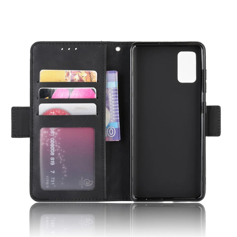 Wallet Stand Flip Leather Phone Cover for Samsung Galaxy A41 Cell Phone Accessory - Black - 3