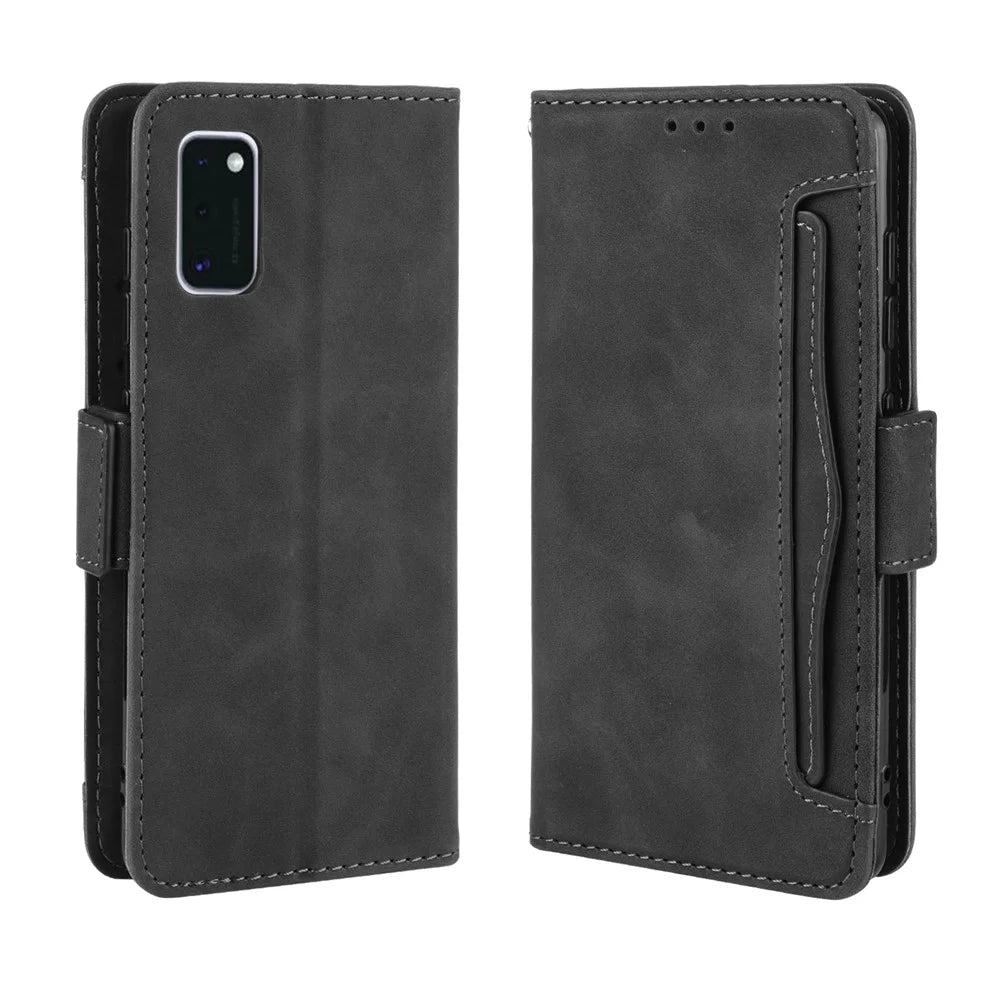 Wallet Stand Flip Leather Phone Cover for Samsung Galaxy A41 Cell Phone Accessory - Black - 7