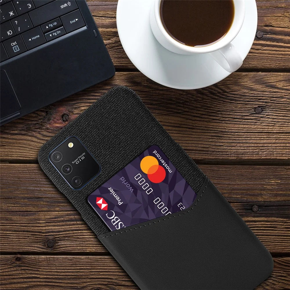 Cloth PU Leather Coated PC Protective Case for Samsung Galaxy A91 / S10 Lite - Black - 2