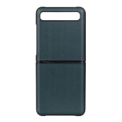 Anti-Drop Genuine Leather Coated PC Cell Phone Back Cover Shell for Samsung Galaxy Z Flip - Green - 1