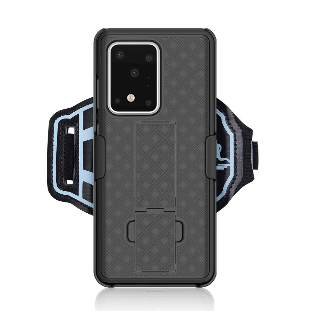 Nylon Sport Wristband Woven Skin PC Case with Kickstand Phone Cover for Samsung Galaxy S20 Ultra - 1