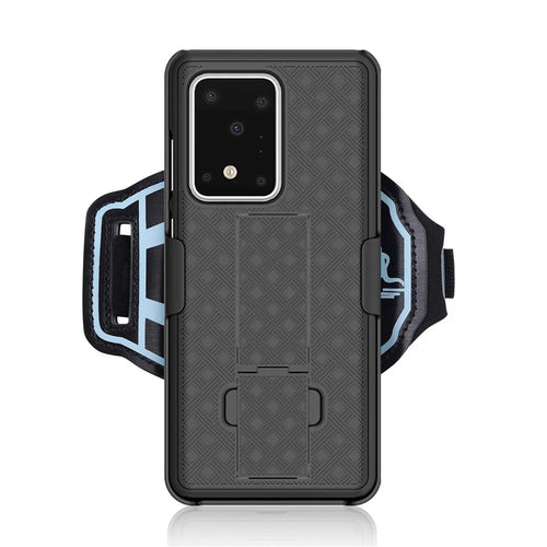Nylon Sport Wristband Woven Skin PC Case with Kickstand Phone Cover for Samsung Galaxy S20 Ultra - 1