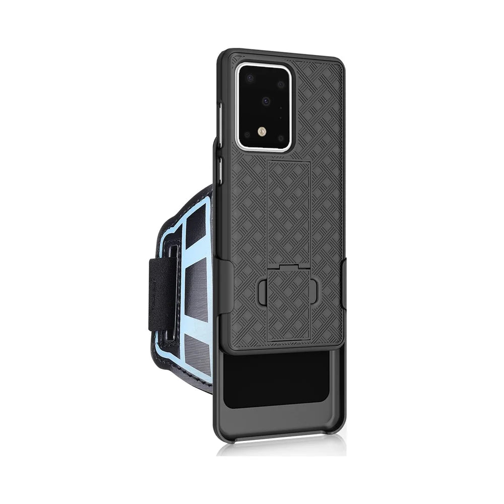 Nylon Sport Wristband Woven Skin PC Case with Kickstand Phone Cover for Samsung Galaxy S20 Ultra - 5