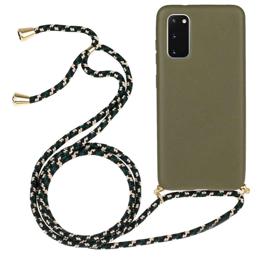 Wheat Straw TPU Phone Case with Hand Strap for Samsung Galaxy S20 4G/S20 5G - Green - 1
