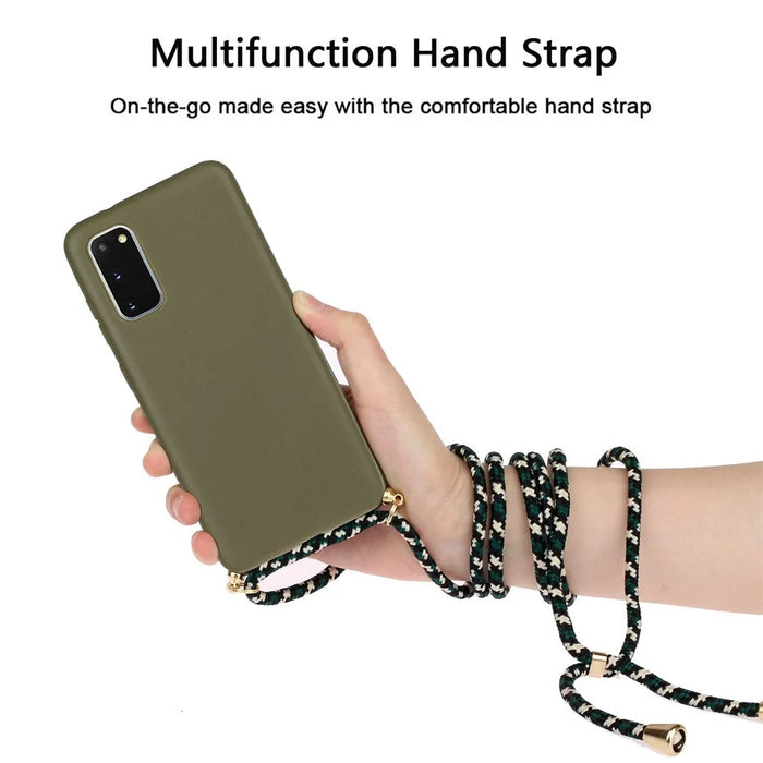 Wheat Straw TPU Phone Case with Hand Strap for Samsung Galaxy S20 4G/S20 5G - Green - 3