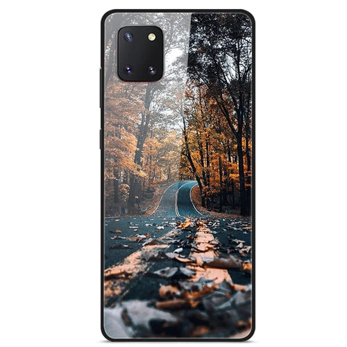 Pattern Printing Glass Back + PC + TPU Combo Case for Samsung Galaxy A81/Note 10 Lite/M60s - Forest Road - 1