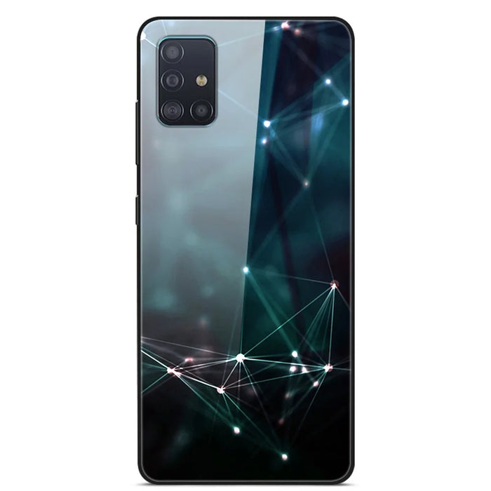 Pattern Printing Glass Back + PC + TPU Combo Shell Case for Samsung Galaxy A71 - Science Fiction - 1
