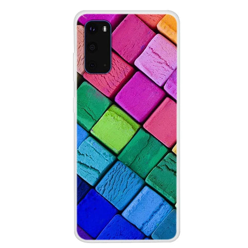 Pattern Printing Soft TPU Phone Casing for Samsung Galaxy S20 4G/S20 5G - Colorful Cubes - 1