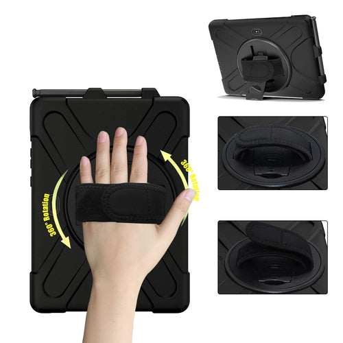 PC+Silicone Kickstand Case with Strap for Samsung Galaxy Tab Active5 Pro X350 / X356B / Active Pro T540 / T545 / T547 / Active4 Pro T630 / T636 - Black - 1