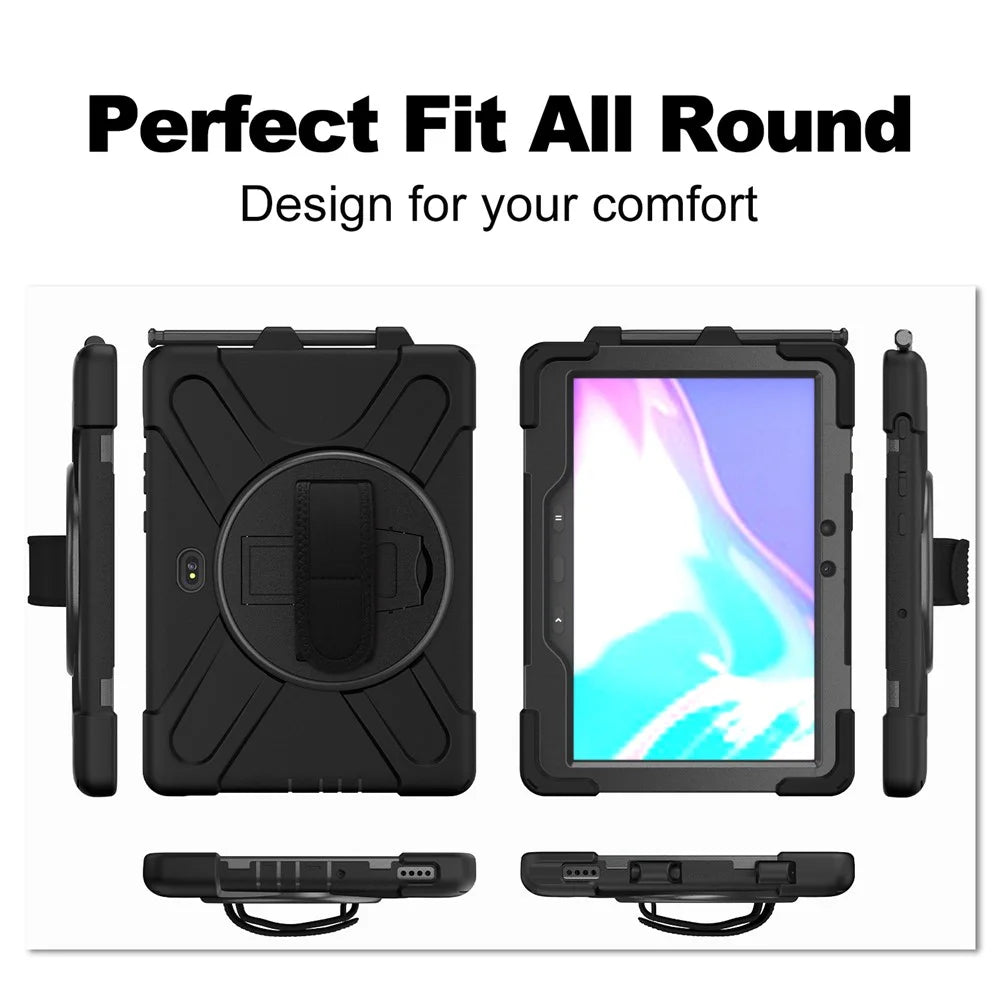 PC+Silicone Kickstand Case with Strap for Samsung Galaxy Tab Active5 Pro X350 / X356B / Active Pro T540 / T545 / T547 / Active4 Pro T630 / T636 - Black - 2