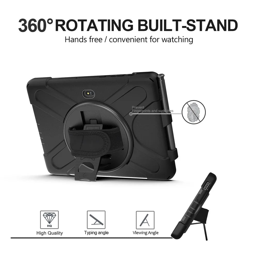 PC+Silicone Kickstand Case with Strap for Samsung Galaxy Tab Active5 Pro X350 / X356B / Active Pro T540 / T545 / T547 / Active4 Pro T630 / T636 - Black - 3